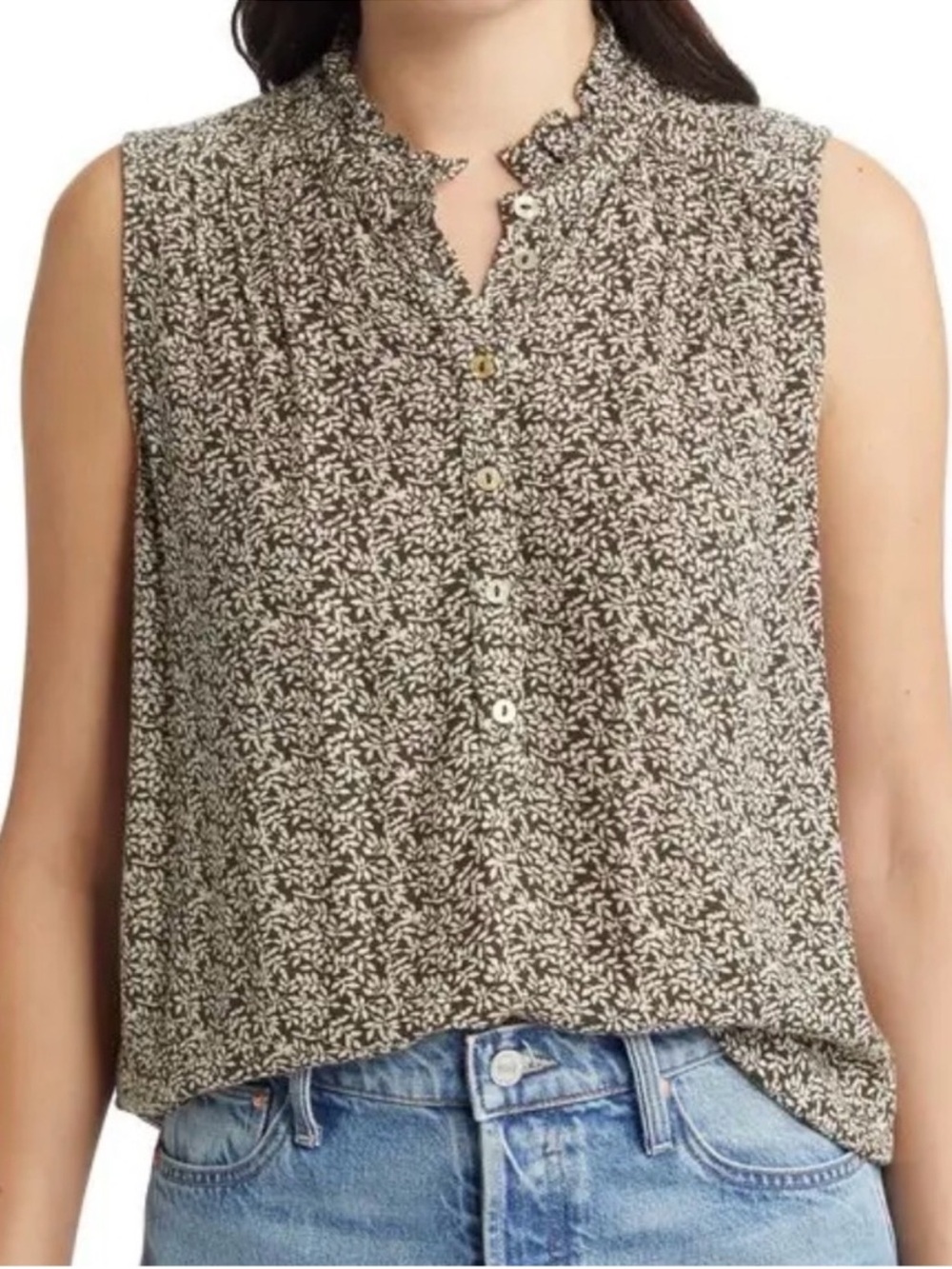 Faherty Floral Sleeveless Ruffle Camisole